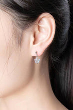 Load image into Gallery viewer, 18K gold plated or surgical steel earrings with 8mm clear AB love heart rainbow glass colored glaze lampwork beads, perfect for adding a touch of whimsy and charm to any outfit.