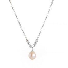 Load image into Gallery viewer, S925 Small AAA 4-5mm Oval Pearls Silver Chain Steel Beads Necklace 16-18 inches