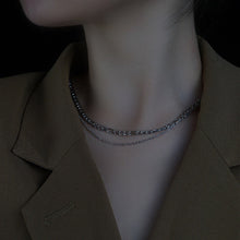 Load image into Gallery viewer, Minimalist BTS Kpop Style Double Chain Figaro and Cable Chain Solid Surgical Stainless Steel Necklace 16/18/20 Inches