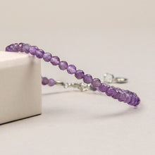 Load image into Gallery viewer, S925 4mm AAA Faceted Moonstone/ Black Tourmaline/Garnet/ Amethyst Bracelet 6/7/8 Inches with Extender