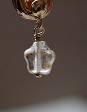 Load image into Gallery viewer, 18K gold plated or surgical steel earrings with 8mm gold foil matte star colored glaze lampwork beads, perfect for adding a touch of elegance and whimsy to any outfit.