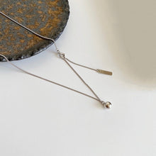 Load image into Gallery viewer, Korean Fashion Kpop Curb Chain 2mm Necklace with 4mm Seamless Steel Bead Rectangle Charm 16-17 Inches