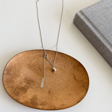 Load image into Gallery viewer, Korean Fashion Kpop Curb Chain 2mm Necklace with 4mm Seamless Steel Bead Rectangle Charm 16-17 Inches