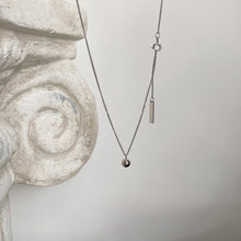 Load image into Gallery viewer, Korean Fashion Kpop Curb Chain 2mm Necklace with 4mm Seamless Steel Bead Rectangle Charm 16-17 Inches