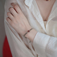 Load image into Gallery viewer, AAA Red Strawberry Quartz 8mm Chunky Cuban Chain Bracelet with 3.8mm Crystals, Available in 6, 7, or 8 Inches with Extender and Stainless Steel Spring Ring Clasp, Elegant Jewelry