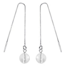 Load image into Gallery viewer, S925 Natural 8mm Crystal Threader Earrings Clear Quartz/ Strawberry Quartz/ Amethyst/ Golden Obsidian/ Labradorite Crystal Threader Earrings