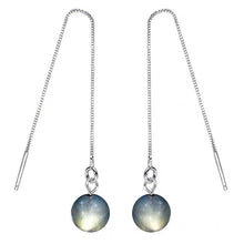 Load image into Gallery viewer, S925 Natural 8mm Crystal Threader Earrings Clear Quartz/ Strawberry Quartz/ Amethyst/ Golden Obsidian/ Labradorite Crystal Threader Earrings