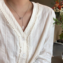 Load image into Gallery viewer, Korean Fashion Kpop Curb Chain 2mm Necklace with 4mm Seamless Steel Bead Rectangle Charm 16-17 Inches