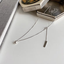 Load image into Gallery viewer, Korean Fashion Kpop Curb Chain 2mm Necklace with 4mm Seamless Steel Bead Rectangle Charm 16-17 Inches