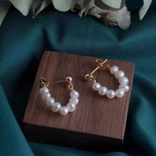 Load image into Gallery viewer, 18K gold plated or surgical steel stud earrings with AAA 3-4mm button pearls, perfect for adding a touch of sophistication to any outfit.