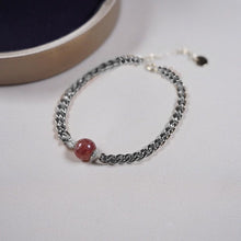 Load image into Gallery viewer, AAA Red Strawberry Quartz 8mm Chunky Cuban Chain Bracelet with 3.8mm Crystals, Available in 6, 7, or 8 Inches with Extender and Stainless Steel Spring Ring Clasp, Elegant Jewelry