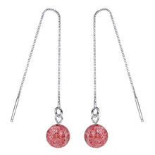 Load image into Gallery viewer, S925 Natural 8mm Crystal Threader Earrings Clear Quartz/ Strawberry Quartz/ Amethyst/ Golden Obsidian/ Labradorite Crystal Threader Earrings