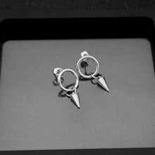 Load image into Gallery viewer, Korean-style Kpop solid steel earrings with 13mm circle studs and small spikes, available in 1cm or 2cm sizes, ideal for a gothic punk style.