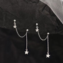 Load image into Gallery viewer, Korean Fashion Surgical Steel 10mm Star Charm Hypoallergenic Double Piercing Earrings 5cm Anti-Tarnish