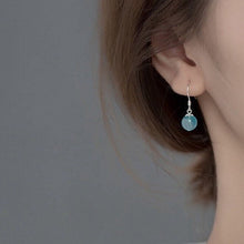 Load image into Gallery viewer, 925 Silver Dangle or Threader Earrings with 8mm AAA Aquamarine Round Beads and Filigree Flower Designs, Elegant Jewelry