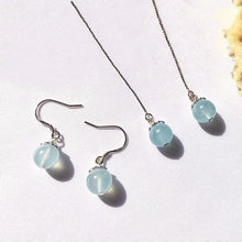 Load image into Gallery viewer, 925 Silver Dangle or Threader Earrings with 8mm AAA Aquamarine Round Beads and Filigree Flower Designs, Elegant Jewelry