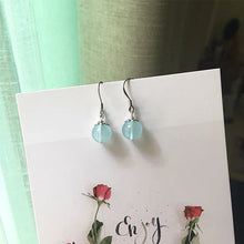 Load image into Gallery viewer, 925 Silver Dangle or Threader Earrings with 8mm AAA Aquamarine Round Beads and Filigree Flower Designs, Elegant Jewelry