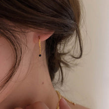 将图片加载到图库查看器,18K gold plated, silver, or surgical steel earrings with 4mm small black natural tourmaline faceted beads, 2.5cm in length, perfect for adding a touch of elegance and sparkle to any outfit.