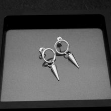 Load image into Gallery viewer, Korean-style Kpop solid steel earrings with 13mm circle studs and small spikes, available in 1cm or 2cm sizes, ideal for a gothic punk style.
