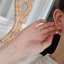 将图片加载到图库查看器,18K gold plated, silver, or steel Korean style dangle earrings with 5mm freshwater button pearls, perfect for weddings and sensitive ears, hypoallergenic and nickel-free.
