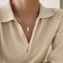Load image into Gallery viewer, Minimalist Solid Stainless Steel Figaro Chain Necklace with 2cm Rectangle Charm 16-18 inches Unisex