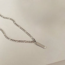 Load image into Gallery viewer, Minimalist Solid Stainless Steel Figaro Chain Necklace with 2cm Rectangle Charm 16-18 inches Unisex