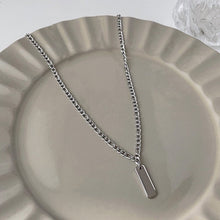 Load image into Gallery viewer, Minimalist Solid Stainless Steel Figaro Chain Necklace with 2cm Rectangle Charm 16-18 inches Unisex