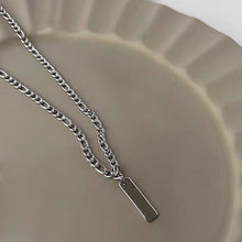 Load image into Gallery viewer, Minimalist Solid Stainless Steel Figaro Chain Necklace with 2cm Rectangle Charm 16-18 inches Unisex