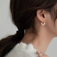 Load image into Gallery viewer, 18K gold plated surgical steel Korean fashion hoop stud earrings with AAA-grade 4-5mm pearls, perfect for adding a touch of sophistication to any outfit.