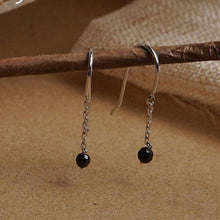 将图片加载到图库查看器,18K gold plated, silver, or surgical steel earrings with 4mm small black natural tourmaline faceted beads, 2.5cm in length, perfect for adding a touch of elegance and sparkle to any outfit.