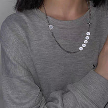 Load image into Gallery viewer, Korean Style Kpop Gothic Stainless Steel Four Pointed Star Crystal Pearls 8mm Multiple Style Chain Link Punk Necklace Unisex