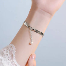 将图片加载到图库查看器,Stainless Steel Ear of Wheat Chain AAA 8mm Natural Pearl Bracelet 6/7/8 Inches with Extender