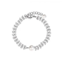 将图片加载到图库查看器,Stainless Steel Ear of Wheat Chain AAA 8mm Natural Pearl Bracelet 6/7/8 Inches with Extender