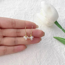 将图片加载到图库查看器, A pair of 18K Gold Plated S925/S925 Silver dangle earrings with 4mm rainbow clear AB faceted beads.