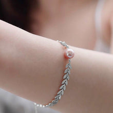 将图片加载到图库查看器,Stainless Steel Ear of Wheat Chain AAA 8mm Natural Pearl Bracelet 6/7/8 Inches with Extender