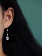 Load image into Gallery viewer, A pair of elegant dangle drop earrings made of surgical steel with small chains and cubic zirconia stones, available in 5mm and 8mm sizes, showcasing a sophisticated and modern design.