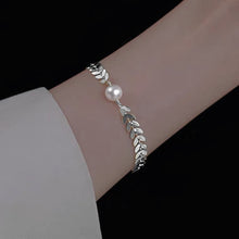 将图片加载到图库查看器,Stainless Steel Ear of Wheat Chain AAA 8mm Natural Pearl Bracelet 6/7/8 Inches with Extender