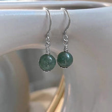 将图片加载到图库查看器,S925/Surgical Steel Filigree Flower 8mm Green Jade Dangle/Stud Earrings