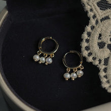 将图片加载到图库查看器,Tourmaline/Pearls/Strawberry Quartz 18K Gold Plated Hoop Earrings