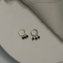 将图片加载到图库查看器,Tourmaline/Pearls/Strawberry Quartz 18K Gold Plated Hoop Earrings