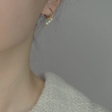 将图片加载到图库查看器,Tourmaline/Pearls/Strawberry Quartz 18K Gold Plated Hoop Earrings