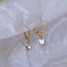 Load image into Gallery viewer, 18K gold plated steel hoop earrings with a 6mm garnet heart-shaped zirconia and white round zirconia accents, perfect for adding a touch of elegance and sparkle to any outfit.