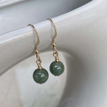 将图片加载到图库查看器,18K gold plated dangle earrings with 8mm jade beads, perfect for adding a touch of sophistication and color to any outfit.