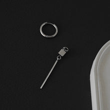 将图片加载到图库查看器,Surgical stainless steel cube charm hoop earrings, 6cm in diameter, available as a single piece or a pair.