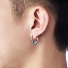 Load image into Gallery viewer, Hoop earrings made of solid surgical steel with circle rings, available in 15mm or 17mm sizes. Hypoallergenic and safe for sensitive ears. Ideal for everyday wear or special occasions.