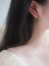 Load image into Gallery viewer, 18K gold plated earrings with AAA-grade natural Hetian jade 4mm round beads, perfect for adding a touch of natural beauty and sophistication to any outfit.