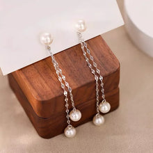 Load image into Gallery viewer, Stainless Steel 5mm Crystal Glass Pearls Earrings 6-7cm
