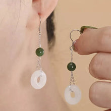 将图片加载到图库查看器，S925 6mm Jade 12mm Glaze Donut Jade Earrings
