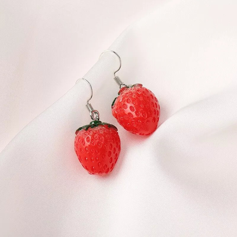 Surgical Steel Strawberry Earrings Charm