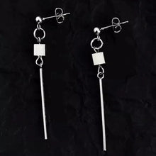 이미지를 갤러리 뷰어에 로드 , Korean Surgical Steel 4mm Small Cube Rectangle Stick Earrings 4.5-5cm
